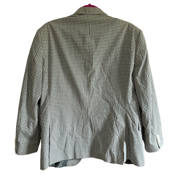 Tommy Hilfiger Men's 40S Gray Checkered Seersucker Blazer Cotton Blend Classic - Picture 4 of 4